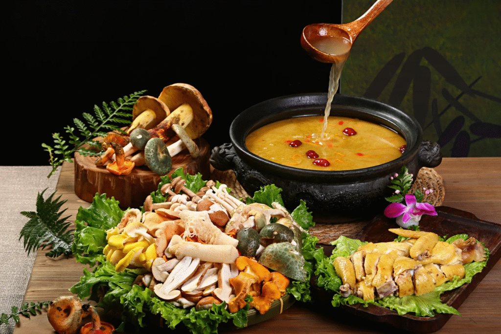 La fondue aux champignons sauvages