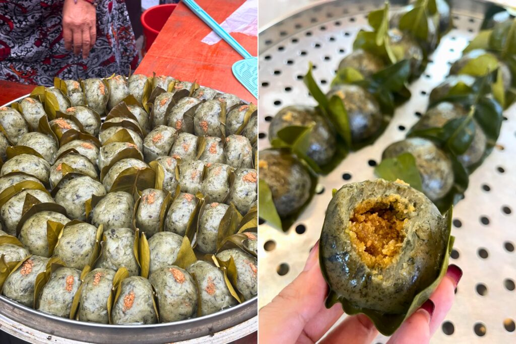 Gâteau traditionnel 蒿子粑粑 à base d’armoise, spécialité Tujia de Zhangjiajie