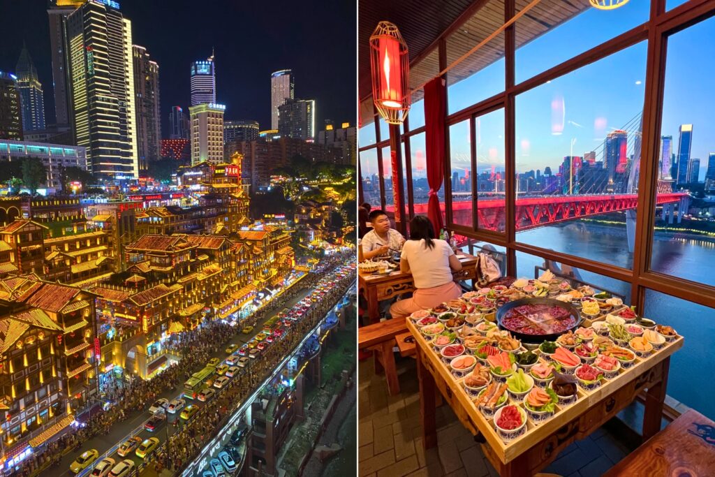 Hongyadong 洪崖洞 - vue depuis le pont Qiansimen _ vue d'intérieur