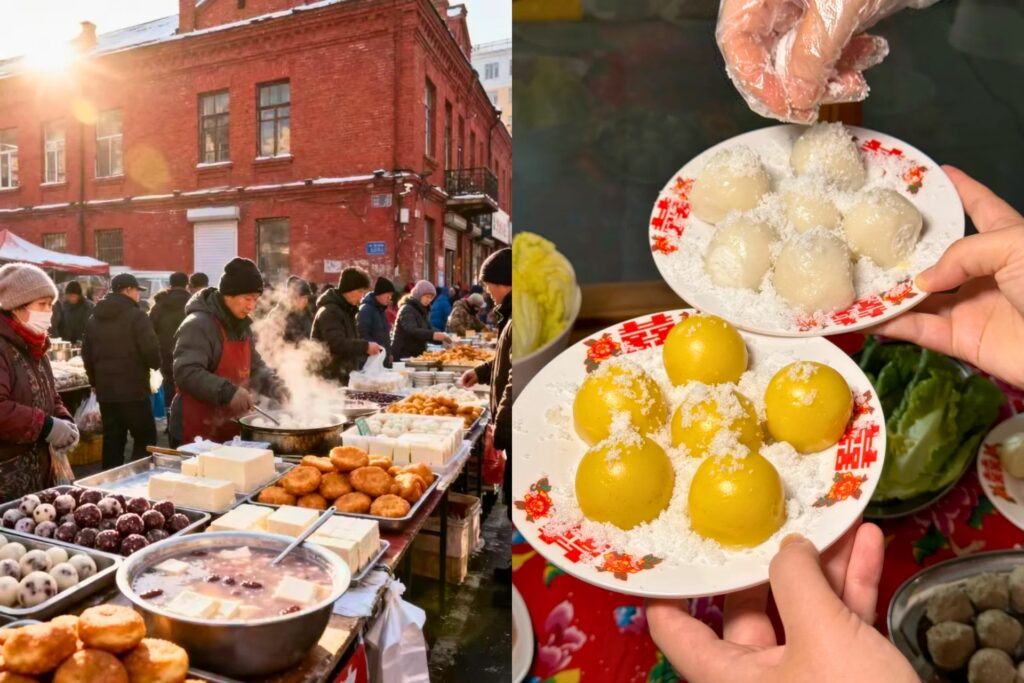 Niandoubao 粘豆包 – Petit pain sucré du Dongbei au marché d’Harbin