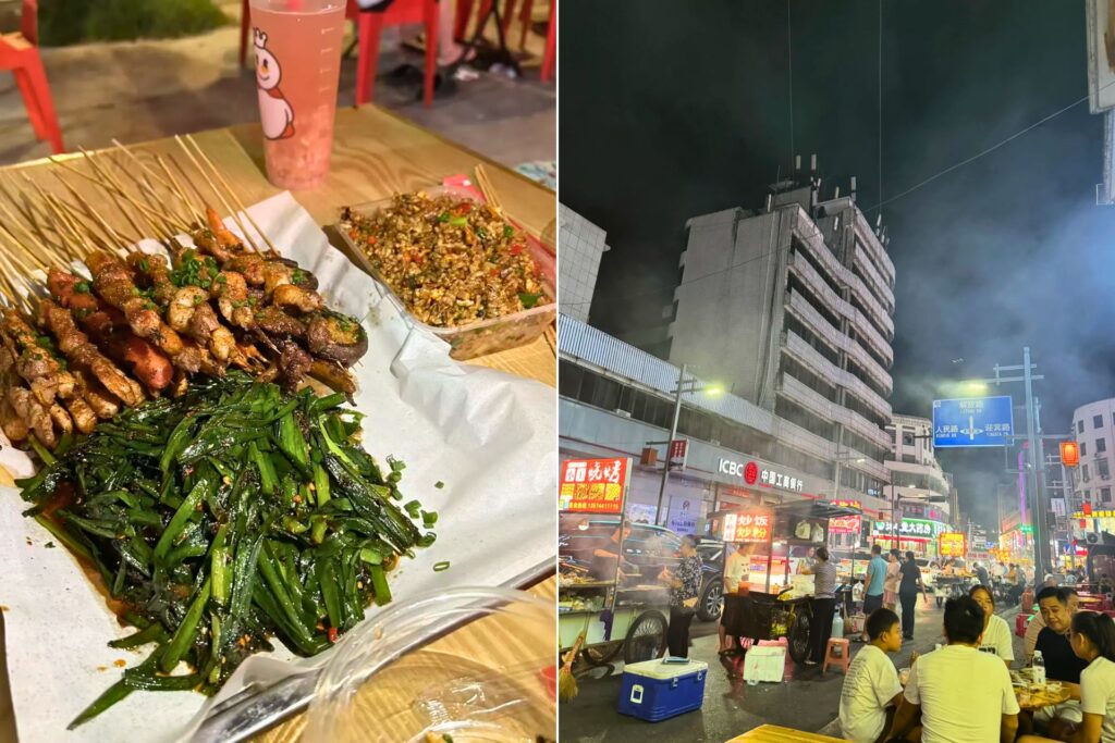 Night market 夜宵 de Zhangjiajie, barbecue et street-food locale