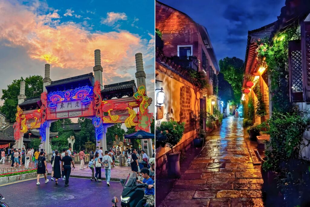 Ruelle traditionnelle de Lao Men Dong 老门东 à Nankin, lanternes rouges