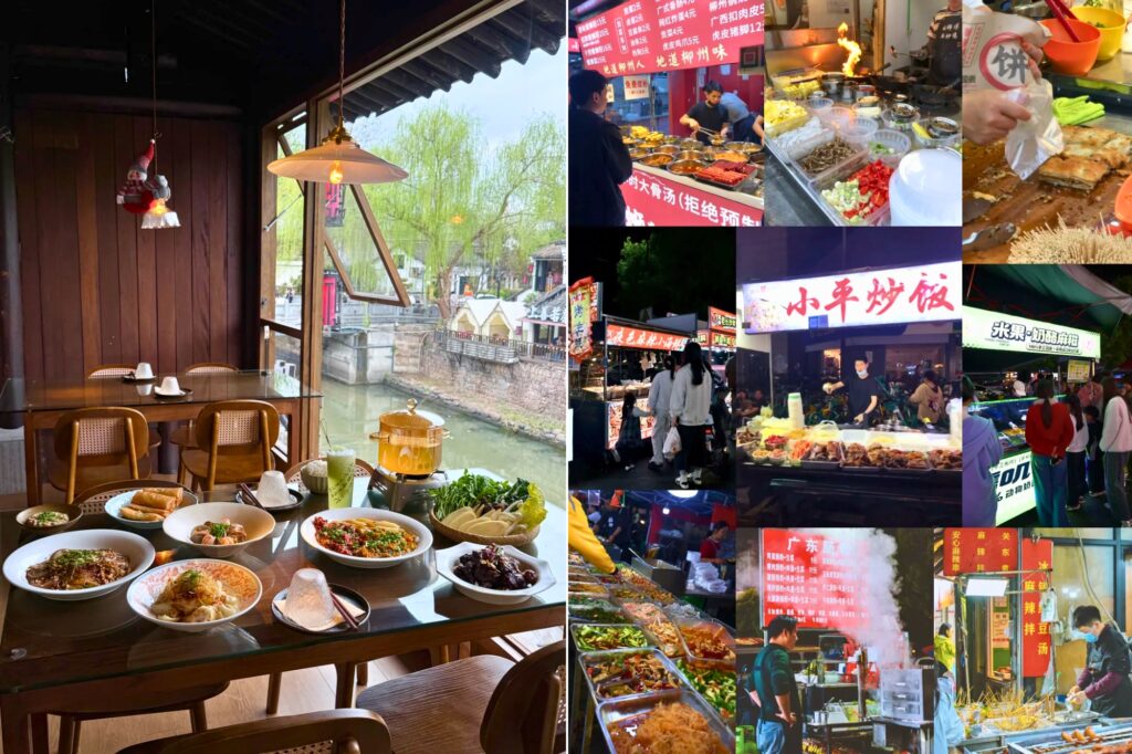 À Hangzhou, la table oscille entre cuisine raffinée du Zhejiang et street food locale, pour un voyage aussi élégant que gourmand.