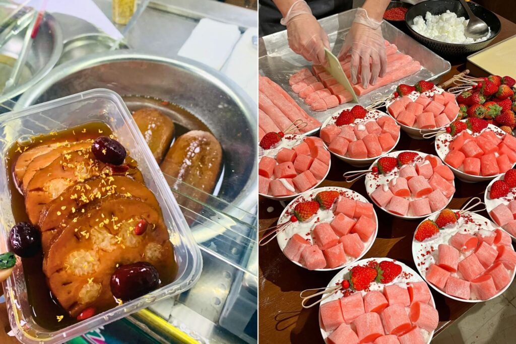 桂花糖藕 Guìhuā táng’ǒu & 麻薯草莓冰 Máshǔ cǎoméi bīng