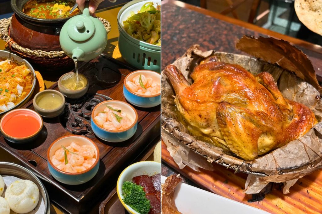 龙井虾仁 Lóngjǐng xiārén & 叫花鸡 Jiàohuā jī