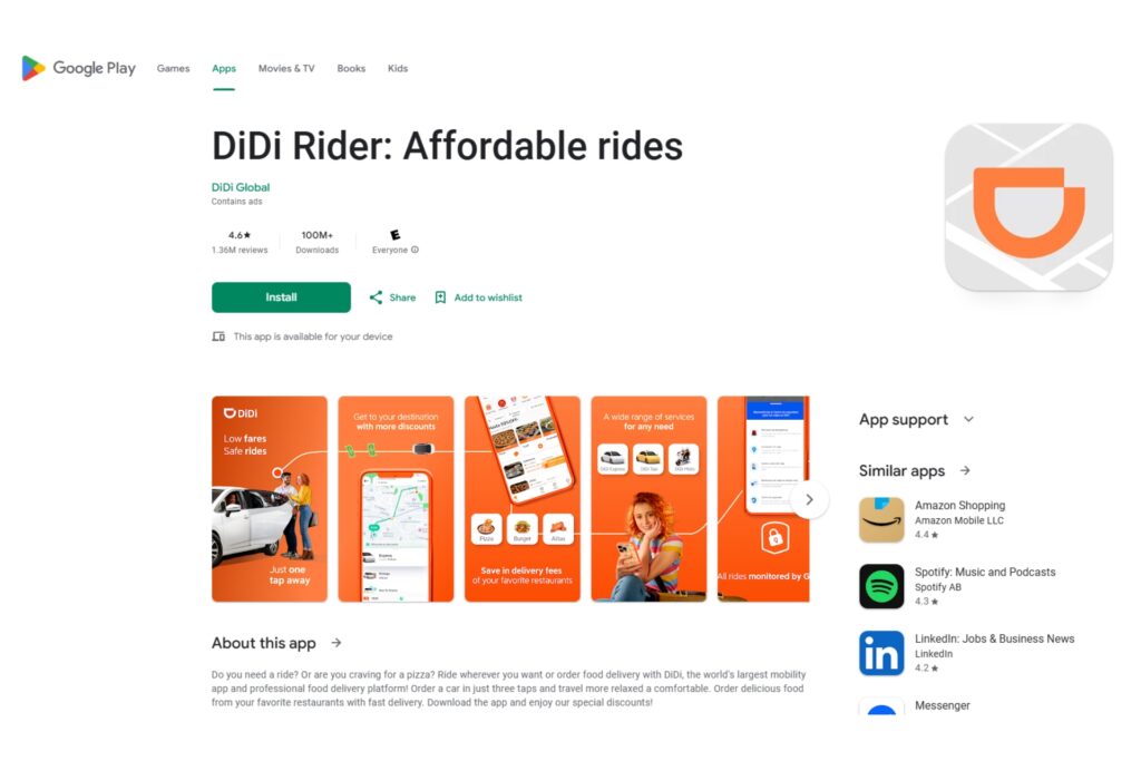 Application Didi pour commander un taxi en Chine