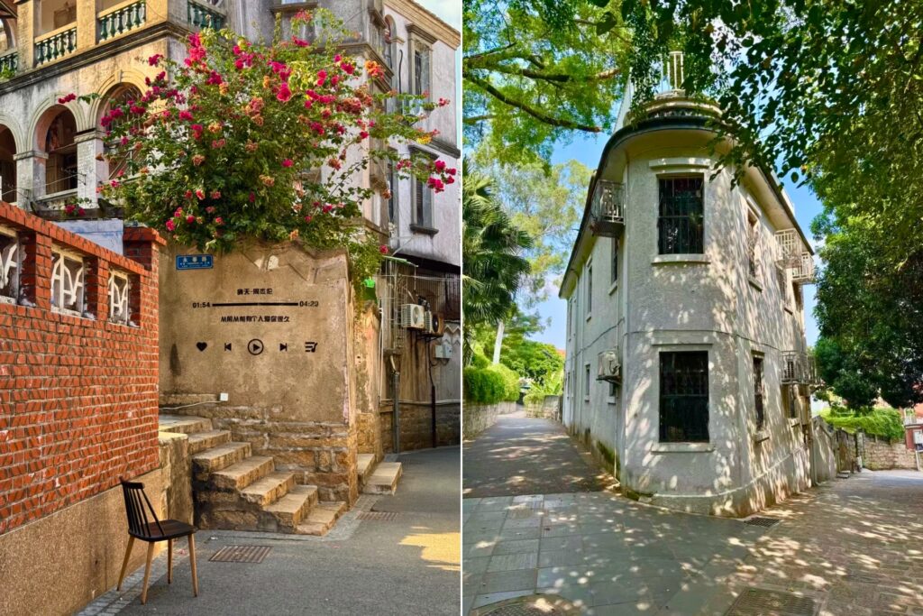 Ruelle paisible de Gulangyu 鼓浪屿 bordée de villas coloniales historiques