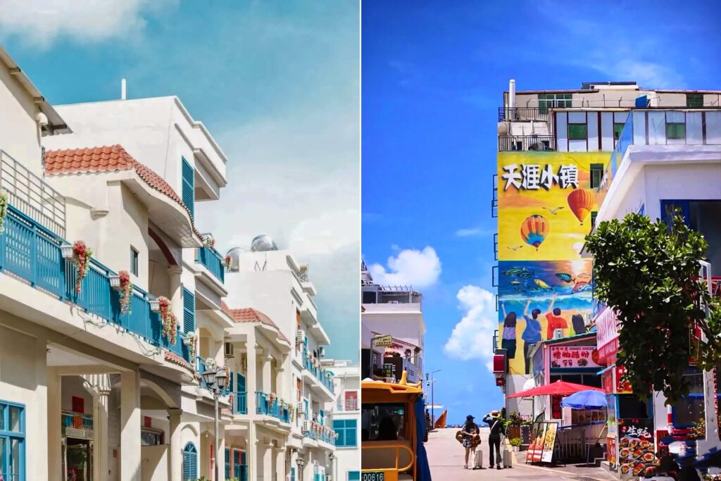 Rues blanches et bleues de Tianya Town (天涯镇), village côtier photogénique de Sanya