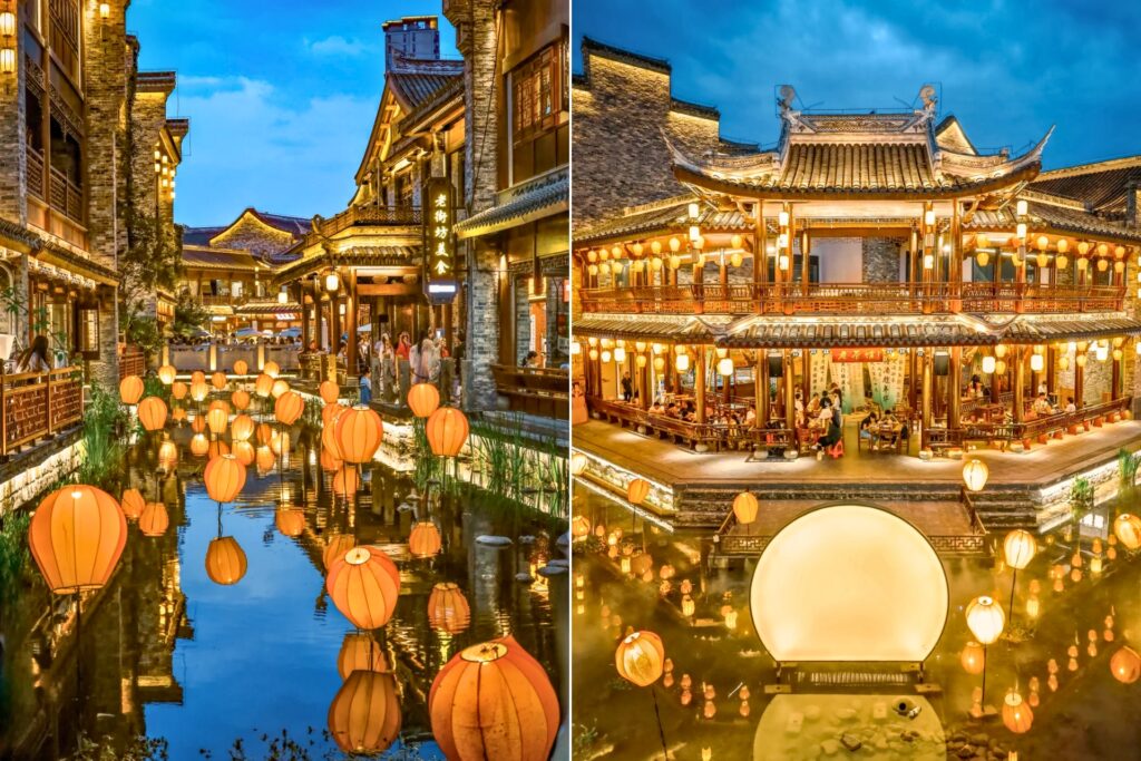 Wutian Old Street 梧田老街 à Wenzhou, quartier ancien rénové entre canaux, lanternes et vie locale