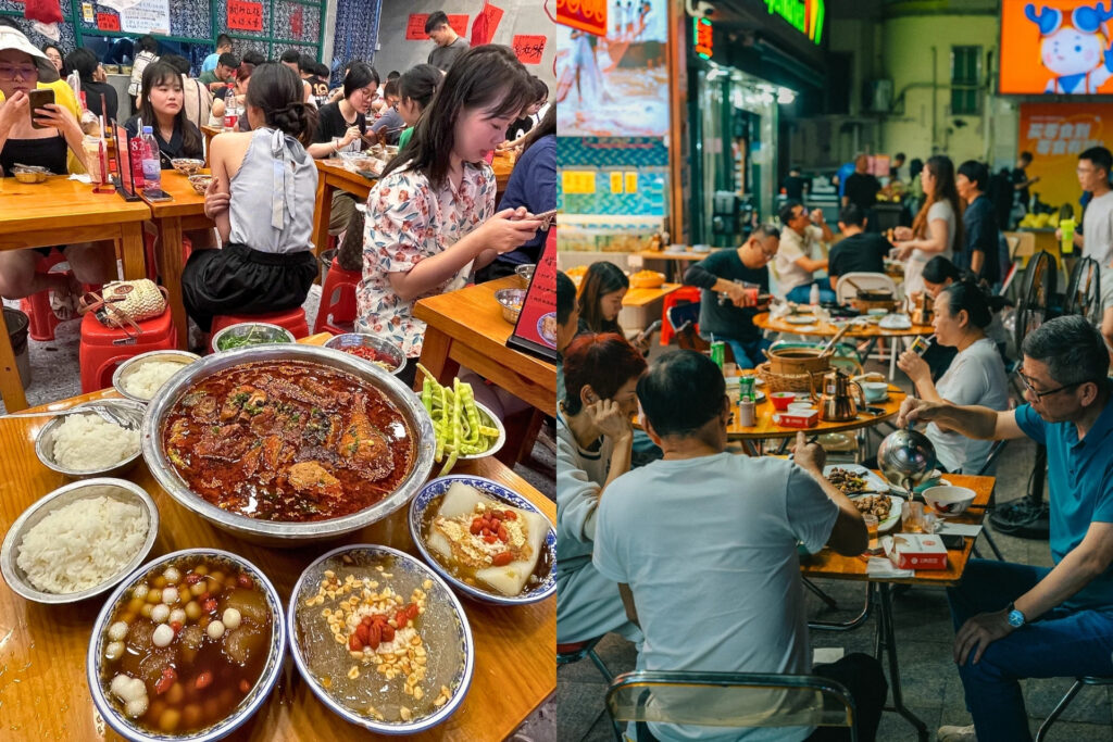 Intérieur simple d’un restaurant local à Shenzhen, cuisine quotidienne sans décoration touristique