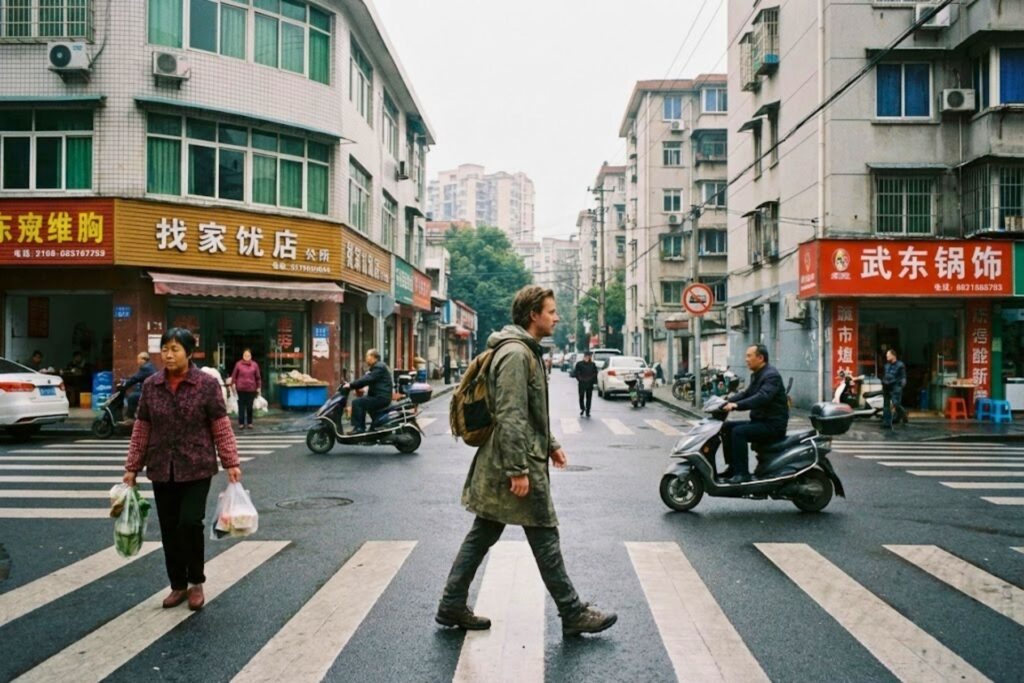 Scène de rue en Chine montrant une vie quotidienne normale une fois les bons repères compris