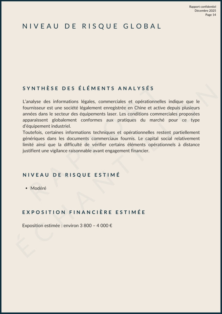 Niveau de risque global 1