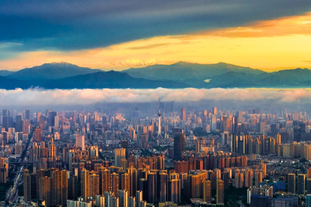 Chengdu vue panoramique de drone