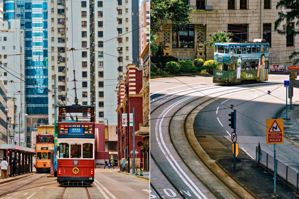 Le tram “ding ding” de Hong Kong, une manière lente et locale de traverser Hong Kong Island.